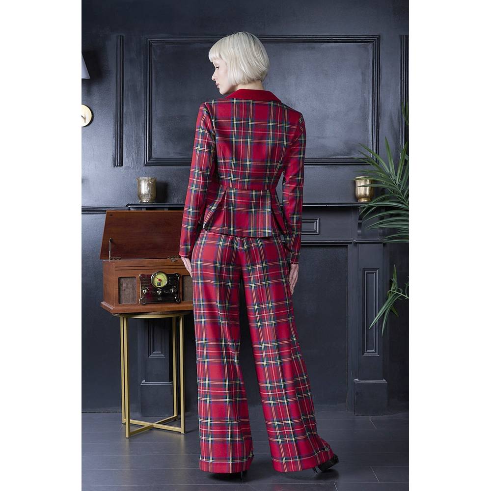 Banned - Joanna 40'S Christmas Check Wide leg trousers - Red